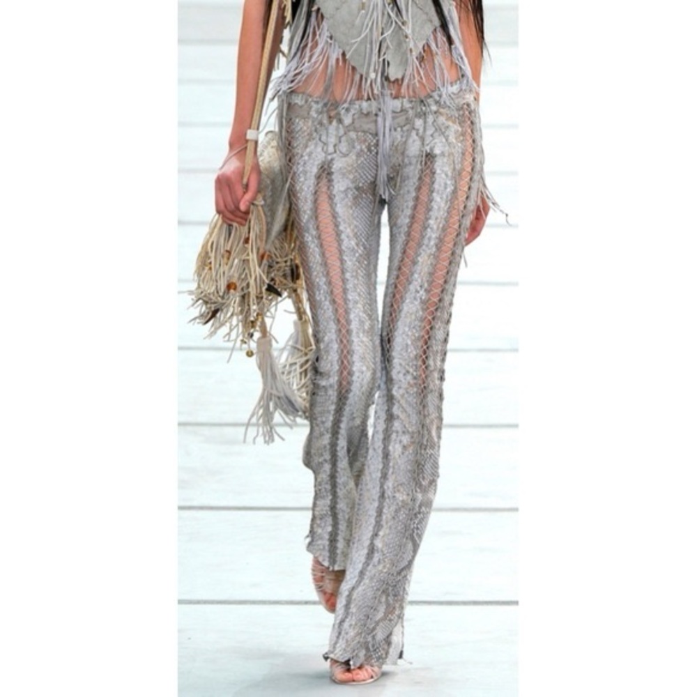 ISO ROBERTO CAVALLI SS2011 LACE UP LEATHER PANTS